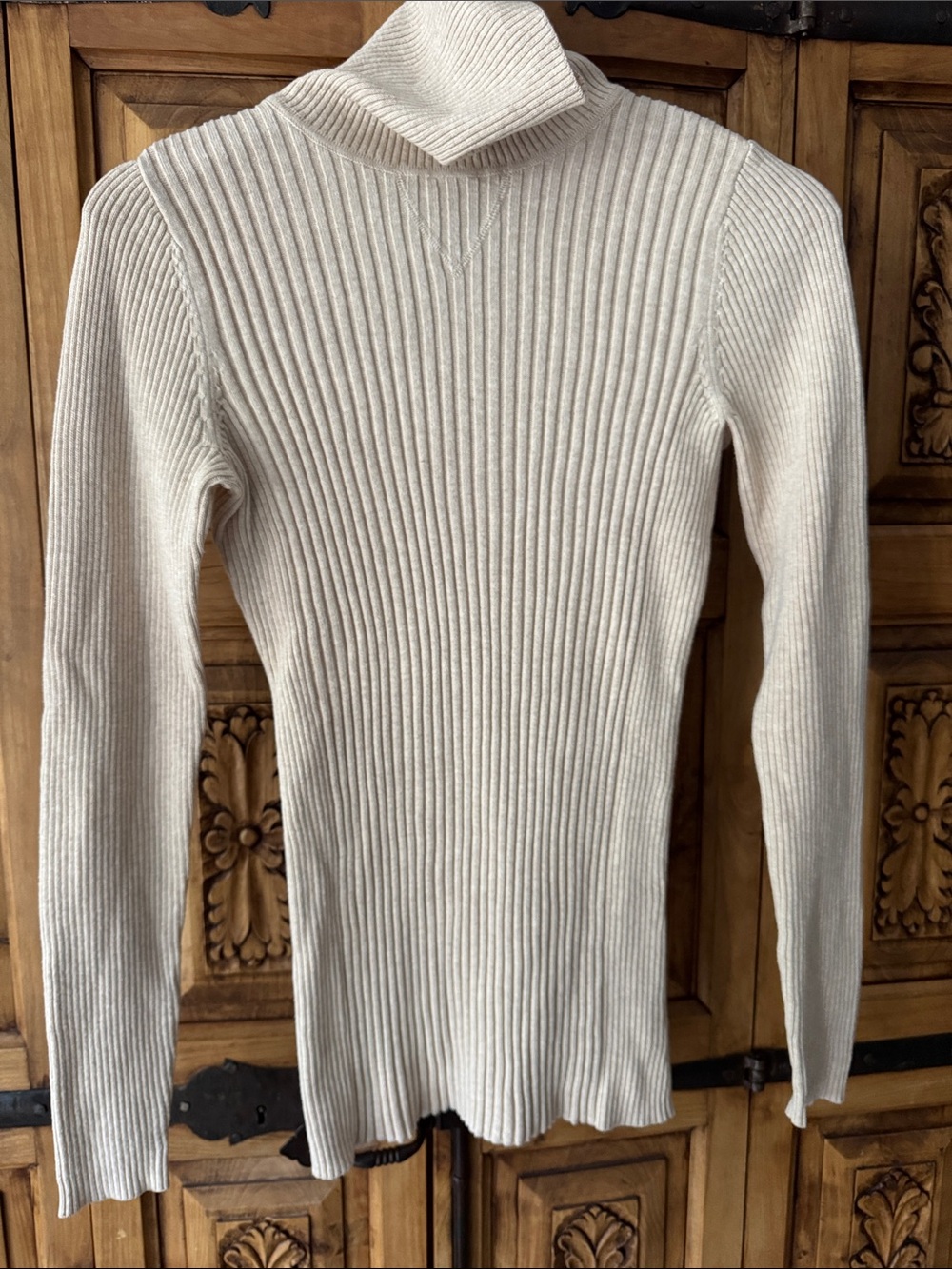 Ruff Hewn Cream Ribbed Turtleneck Sweater